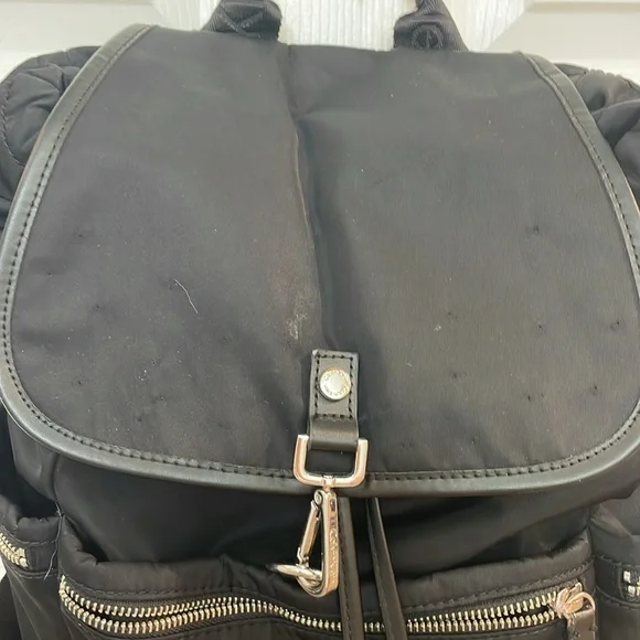 CALVIN KLEIN // black fashion backpack // fold over // TONS of zipper pockets - Picture 4 of 16